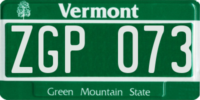VT license plate ZGP073