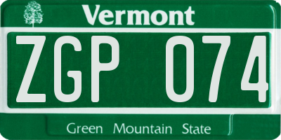 VT license plate ZGP074