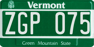 VT license plate ZGP075
