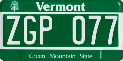 VT license plate ZGP077