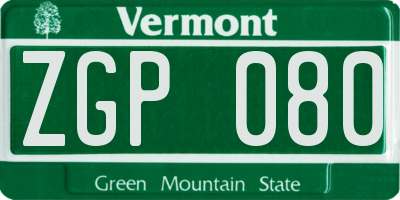 VT license plate ZGP080