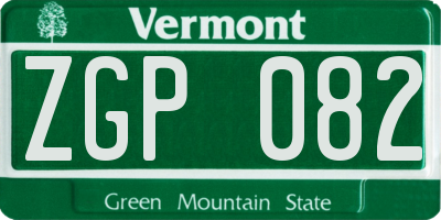 VT license plate ZGP082