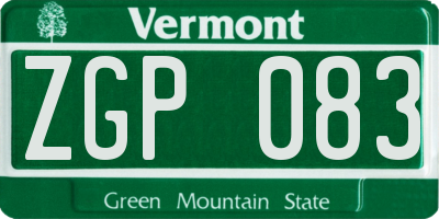 VT license plate ZGP083