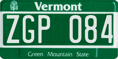 VT license plate ZGP084