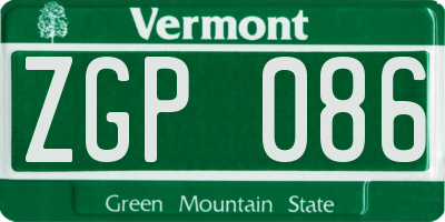 VT license plate ZGP086