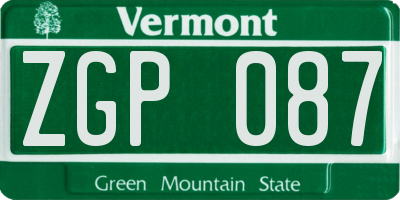 VT license plate ZGP087