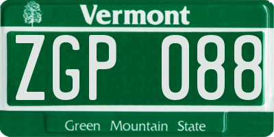 VT license plate ZGP088