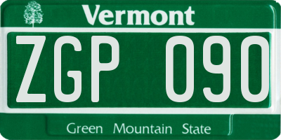 VT license plate ZGP090