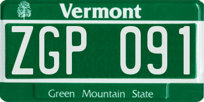 VT license plate ZGP091