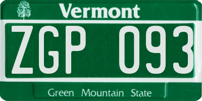 VT license plate ZGP093