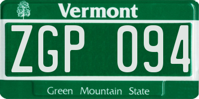 VT license plate ZGP094