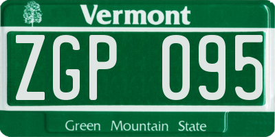 VT license plate ZGP095