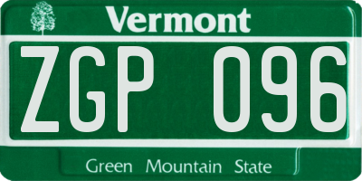 VT license plate ZGP096