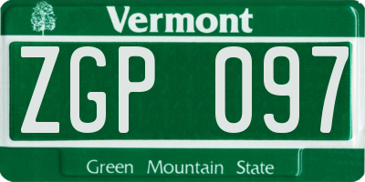 VT license plate ZGP097