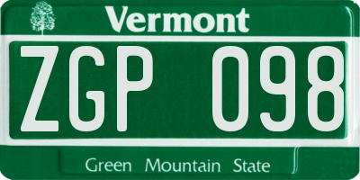 VT license plate ZGP098