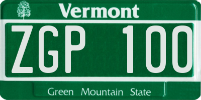 VT license plate ZGP100