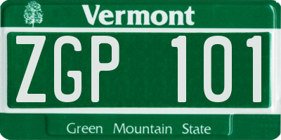 VT license plate ZGP101