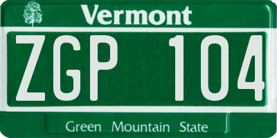 VT license plate ZGP104