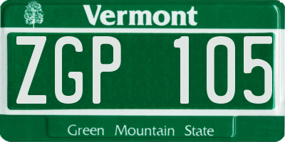 VT license plate ZGP105