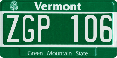 VT license plate ZGP106