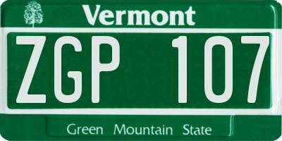 VT license plate ZGP107
