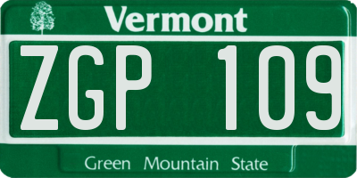 VT license plate ZGP109