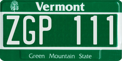 VT license plate ZGP111