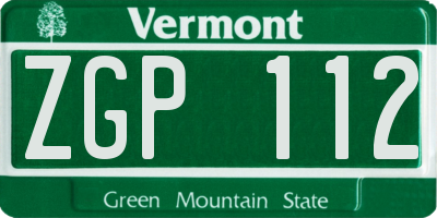 VT license plate ZGP112