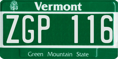 VT license plate ZGP116