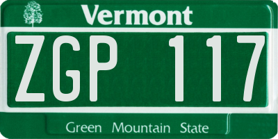 VT license plate ZGP117