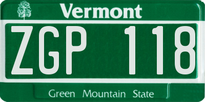 VT license plate ZGP118