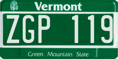 VT license plate ZGP119