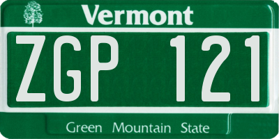 VT license plate ZGP121