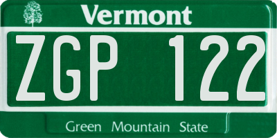 VT license plate ZGP122