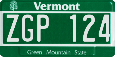 VT license plate ZGP124