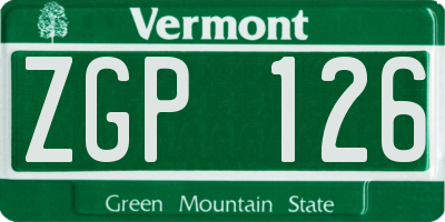 VT license plate ZGP126