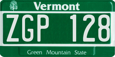 VT license plate ZGP128