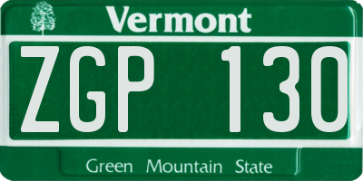 VT license plate ZGP130