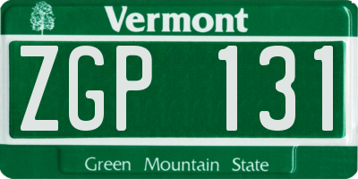 VT license plate ZGP131
