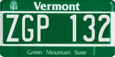 VT license plate ZGP132