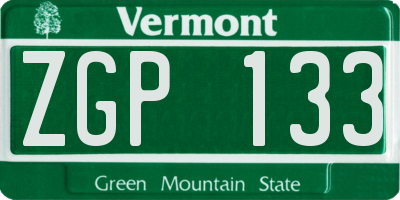 VT license plate ZGP133