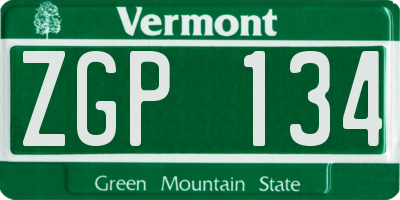 VT license plate ZGP134