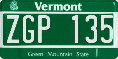 VT license plate ZGP135