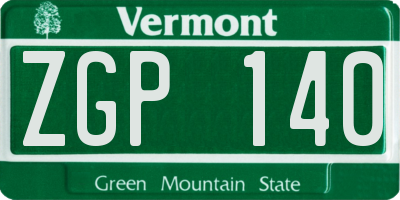 VT license plate ZGP140
