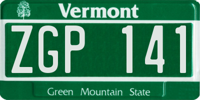 VT license plate ZGP141