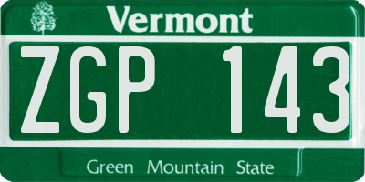 VT license plate ZGP143
