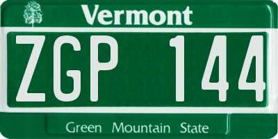 VT license plate ZGP144