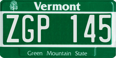 VT license plate ZGP145