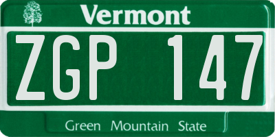 VT license plate ZGP147