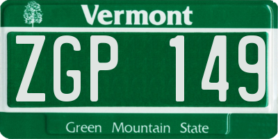 VT license plate ZGP149